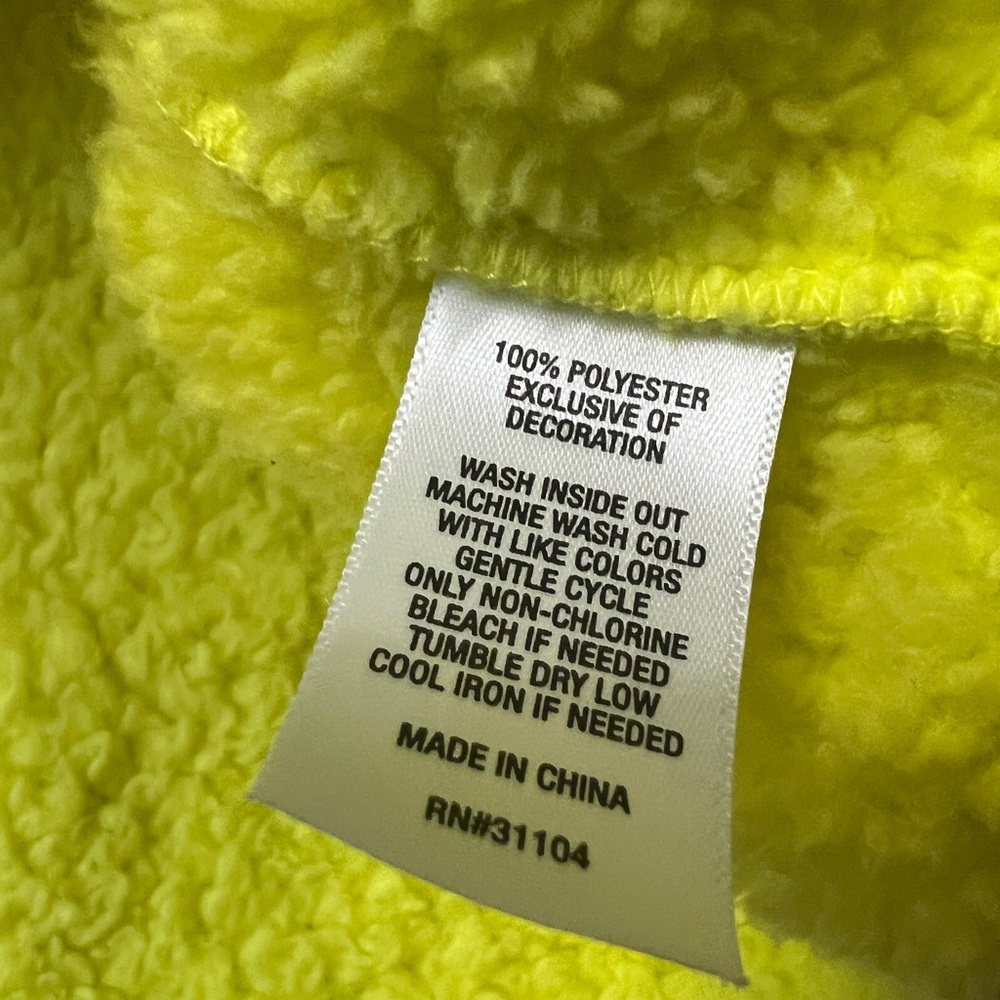 Crown & Ivy Casual Athletic Fleece Sherpa Jacket Neon Yellow - Picture 8 of 9